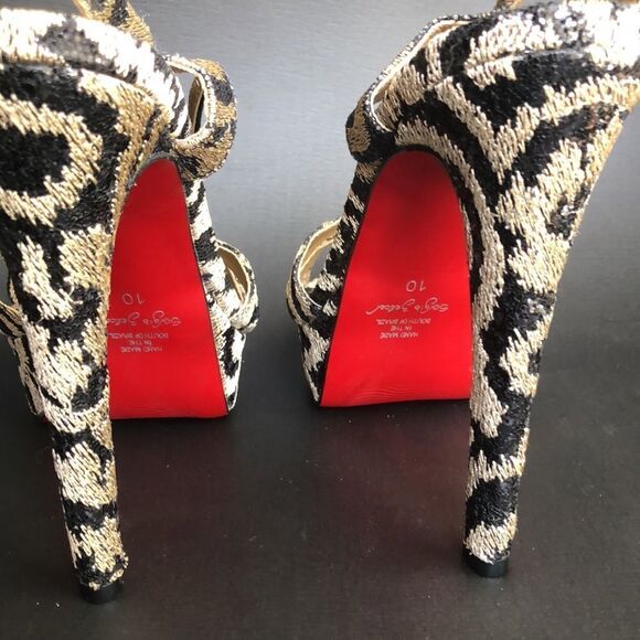 Sergio Zelcer Gorgeous Brazilian Designer Sequin Animal Print Heels - Picture 5 of 12